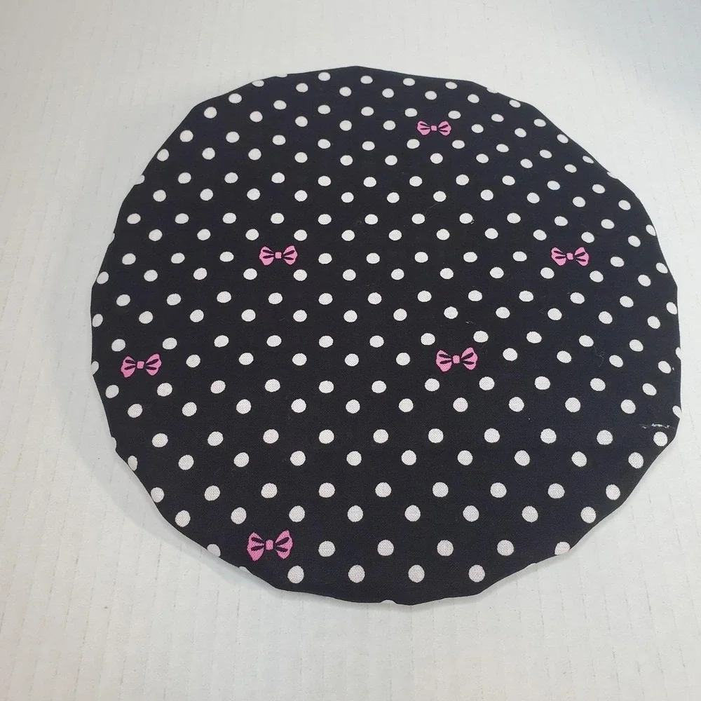 Black W/ Pink Bows Dots / Magenta Reversible KitchenAid Mixer Mixing Bowl‎ Cover